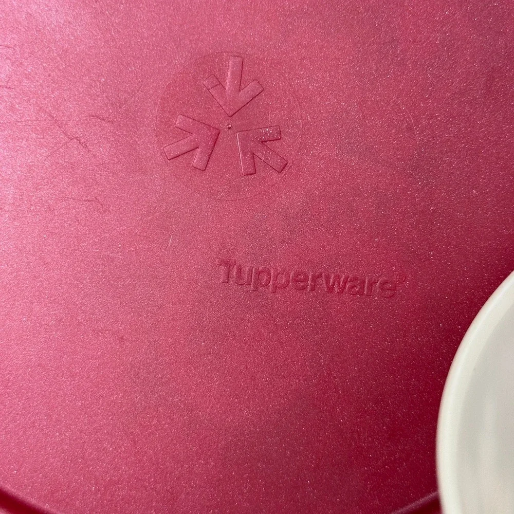 Tupperware Red Plaid Snowflake Holiday Decor Round Cookie Canister Food Prep